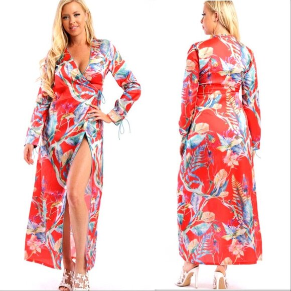 RED FLORAL KIMONO - Picture 2 of 2